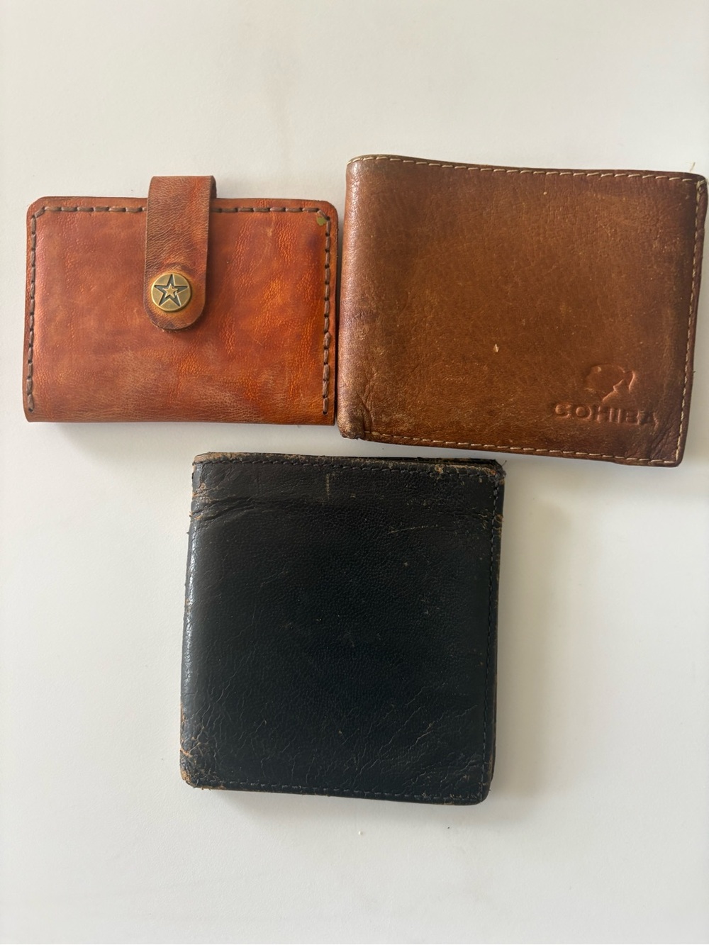 Lot of 3 wallets, Top Left Chestnut Brown Wallet Great Condition